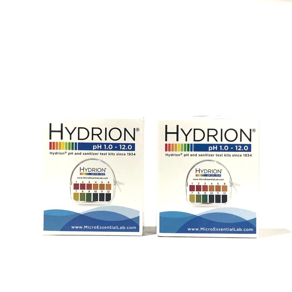 2 pack Hydrion Lab pH & Sanitizer Test Paper Strips Roll 1-12 Tape Exp Nov 2027